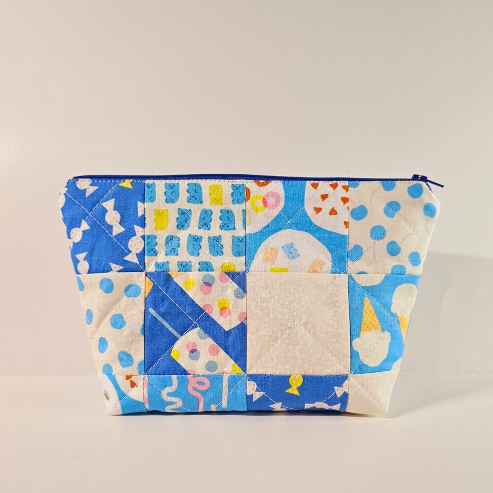 Ruby Star Society Patchwork Zipper Pouch: Handmade Quilted Cosmetic Bag - Picture 3 of 5